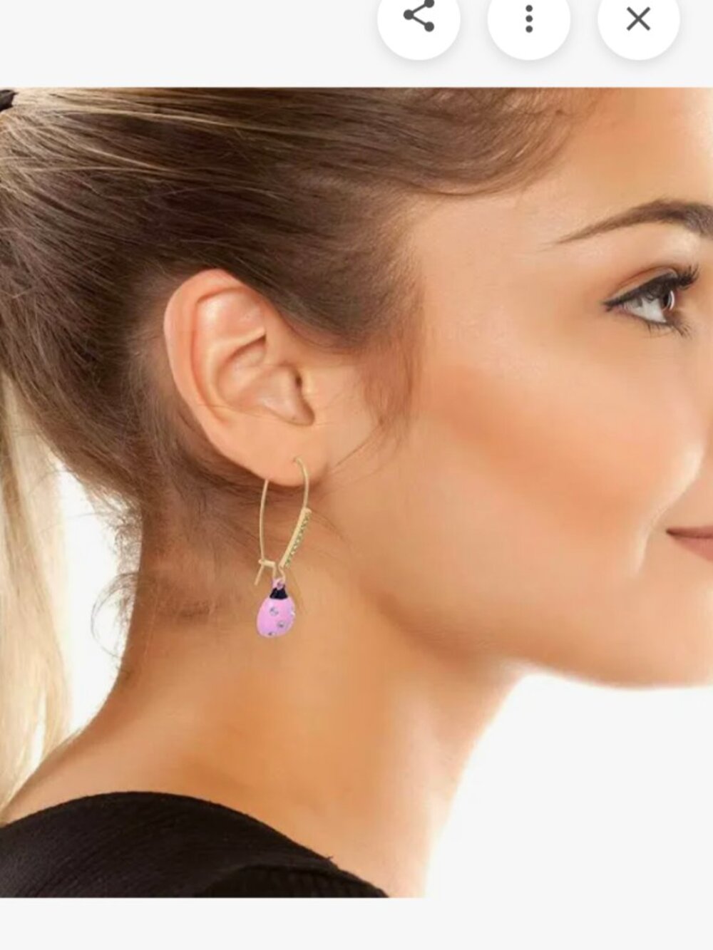 Betsey Johnson Pink Ladybug Rhinestone Dangle Earrings -NWT
